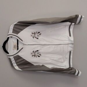 Ashley Satin Embroidered Bomber Jacket XL